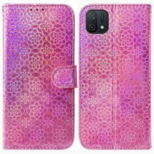 For OPPO A16K Colorful Magnetic Buckle Leather Phone Case(Pink)