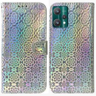For OPPO Realme 9 Pro Colorful Magnetic Buckle Leather Phone Case(Silver)