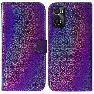 For OPPO Realme 9i / A76 4G / A36 Colorful Magnetic Buckle Leather Phone Case(Purple)