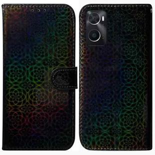 For OPPO Realme 9i / A76 4G / A36 Colorful Magnetic Buckle Leather Phone Case(Black)