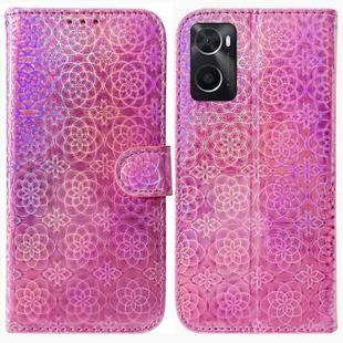 For OPPO Realme 9i / A76 4G / A36 Colorful Magnetic Buckle Leather Phone Case(Pink)