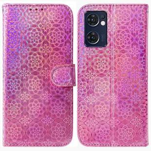 For OPPO Reno7 5G Foreign / Find X5 Lite Colorful Magnetic Buckle Leather Phone Case(Pink)