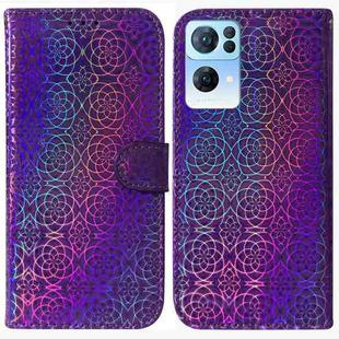 For OPPO Reno7 Pro 5G Colorful Magnetic Buckle Leather Phone Case(Purple)