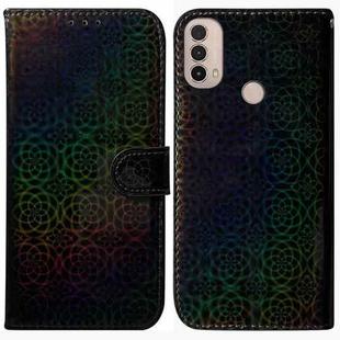 For Motorola Moto E20 / E30 / E40 Colorful Magnetic Buckle Leather Phone Case(Black)