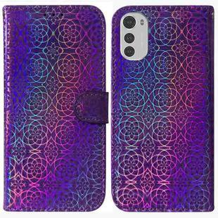 For Motorola Moto E32 Colorful Magnetic Buckle Leather Phone Case(Purple)