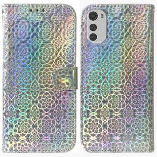 For Motorola Moto E32 Colorful Magnetic Buckle Leather Phone Case(Silver)