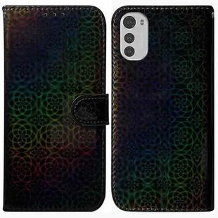 For Motorola Moto E32 Colorful Magnetic Buckle Leather Phone Case(Black)