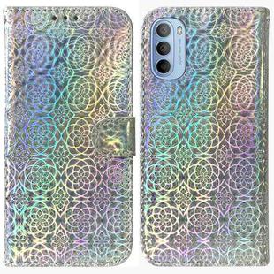 For Motorola Moto G51 Colorful Magnetic Buckle Leather Phone Case(Silver)