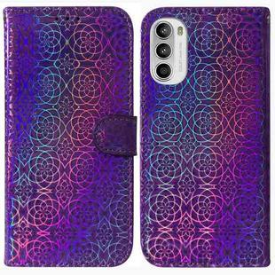 For Motorola Moto G52 Colorful Magnetic Buckle Leather Phone Case(Purple)