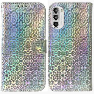 For Motorola Moto G52 Colorful Magnetic Buckle Leather Phone Case(Silver)