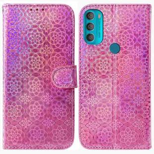 For Motorola Moto G71 Colorful Magnetic Buckle Leather Phone Case(Pink)