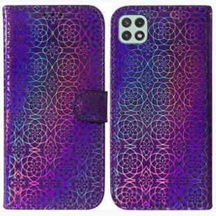 For Samsung Galaxy A22 5G Colorful Magnetic Buckle Leather Phone Case(Purple)