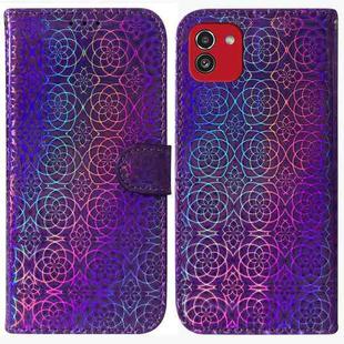 For Samsung Galaxy A03 164mm Colorful Magnetic Buckle Leather Phone Case(Purple)