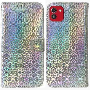 For Samsung Galaxy A03 166mm Colorful Magnetic Buckle Leather Phone Case(Silver)