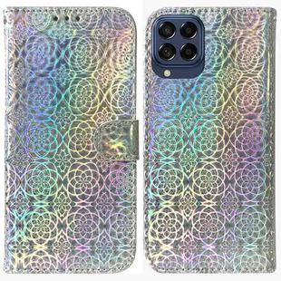 For Samsung Galaxy M53 5G Colorful Magnetic Buckle Leather Phone Case(Silver)