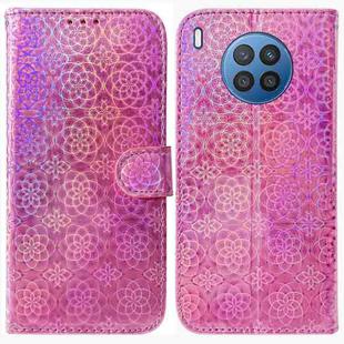 For Huawei nova 8i / Honor 50 Colorful Magnetic Buckle Leather Phone Case(Pink)