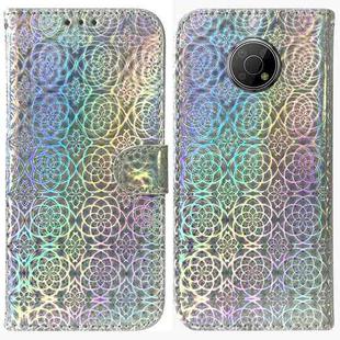 For Nokia G300 Colorful Magnetic Buckle Leather Phone Case(Silver)