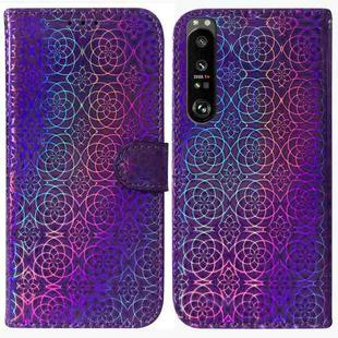 For Sony Xperia 1 III Colorful Magnetic Buckle Leather Phone Case(Purple)
