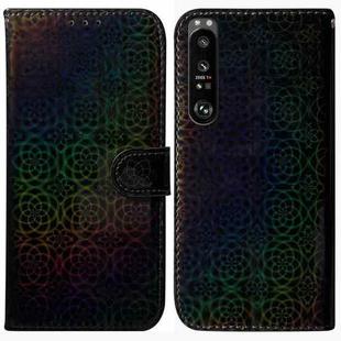 For Sony Xperia 1 III Colorful Magnetic Buckle Leather Phone Case(Black)
