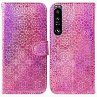 For Sony Xperia 1 III Colorful Magnetic Buckle Leather Phone Case(Pink)