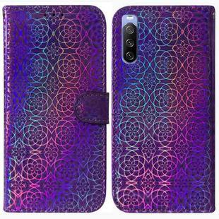 For Sony Xperia 10 III Colorful Magnetic Buckle Leather Phone Case(Purple)