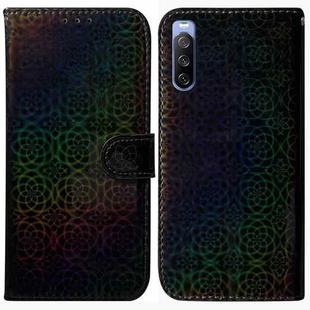 For Sony Xperia 10 III Colorful Magnetic Buckle Leather Phone Case(Black)