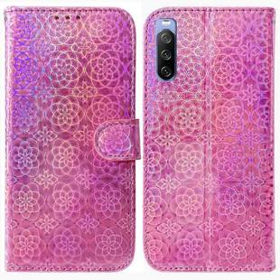 For Sony Xperia 10 III Colorful Magnetic Buckle Leather Phone Case(Pink)