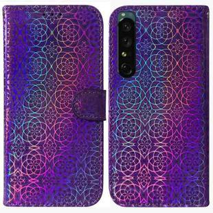 For Sony Xperia 1 IV Colorful Magnetic Buckle Leather Phone Case(Purple)