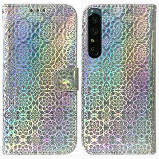 For Sony Xperia 1 IV Colorful Magnetic Buckle Leather Phone Case(Silver)