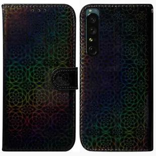 For Sony Xperia 1 IV Colorful Magnetic Buckle Leather Phone Case(Black)