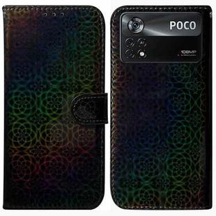 For Xiaomi Poco X4 Pro 5G Colorful Magnetic Buckle Leather Phone Case(Black)