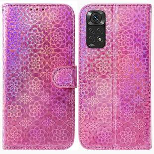 For Xiaomi Redmi Note 11 Foreign Colorful Magnetic Buckle Leather Phone Case(Pink)