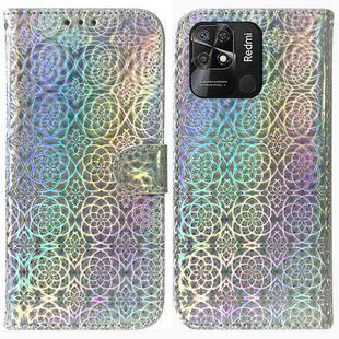For Xiaomi Redmi 10C Colorful Magnetic Buckle Leather Phone Case(Silver)