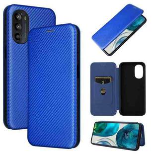 For Motorola Moto G52j 5G Carbon Fiber Texture Flip Leather Phone Case(Blue)