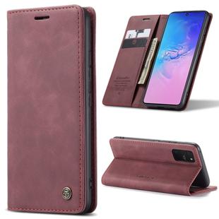 For Galaxy A91 / S10 Lite CaseMe Multifunctional Horizontal Flip Leather Case, with Card Slot & Holder & Wallet(Wine Red)