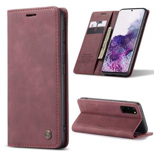 For Galaxy S20 CaseMe Multifunctional Horizontal Flip Leather Case, with Card Slot & Holder & Wallet(Wine Red)