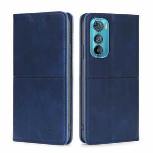 For Motorola Edge 30 Cow Texture Magnetic Horizontal Flip Leather Phone Case(Blue)