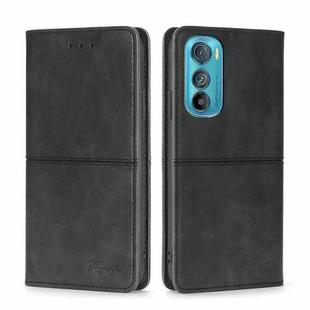 For Motorola Edge 30 Cow Texture Magnetic Horizontal Flip Leather Phone Case(Black)