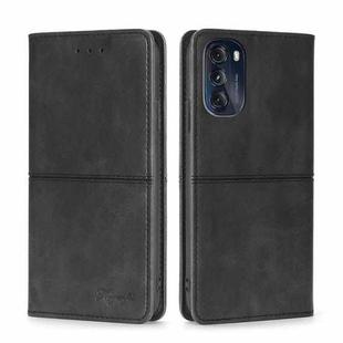 For Motorola Moto G 2022 Cow Texture Magnetic Horizontal Flip Leather Phone Case(Black)