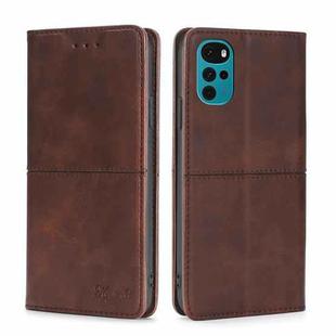 For Motorola Moto G22 Cow Texture Magnetic Horizontal Flip Leather Phone Case(Dark Brown)