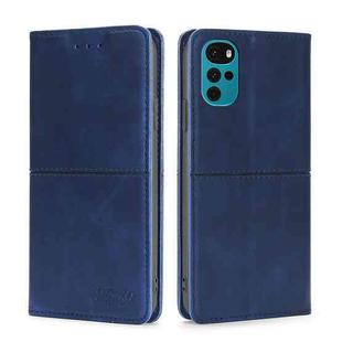 For Motorola Moto G22 Cow Texture Magnetic Horizontal Flip Leather Phone Case(Blue)