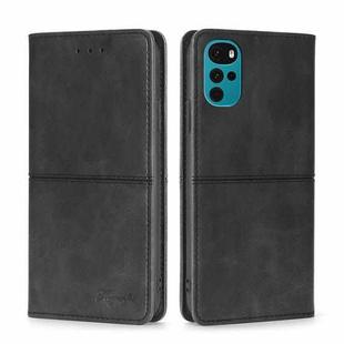 For Motorola Moto G22 Cow Texture Magnetic Horizontal Flip Leather Phone Case(Black)