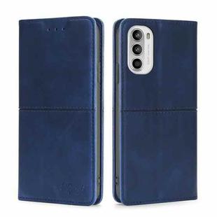 For Motorola Moto G52 4G/G82 5G Cow Texture Magnetic Horizontal Flip Leather Phone Case(Blue)