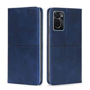 For OPPO A36 4G/A76 4G Global Cow Texture Magnetic Horizontal Flip Leather Phone Case(Blue)