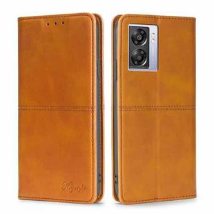 For OPPO A57 5G 2022/Realme Q5i Cow Texture Magnetic Horizontal Flip Leather Phone Case(Light Brown)