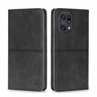 For OPPO Find X5 Pro Cow Texture Magnetic Horizontal Flip Leather Phone Case(Black)