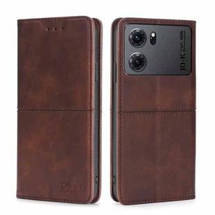 For OPPO K10 5G Cow Texture Magnetic Horizontal Flip Leather Phone Case(Dark Brown)