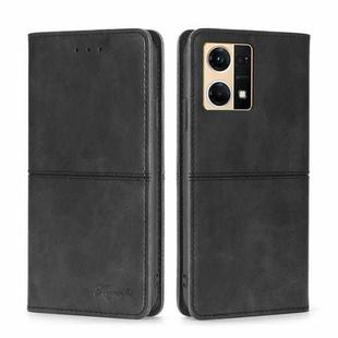 For OPPO Reno7 4G/F21 Pro 4G Cow Texture Magnetic Horizontal Flip Leather Phone Case(Black)
