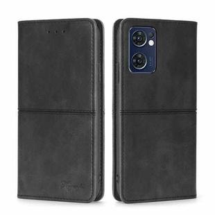 For OPPO Reno7 5G Global/Find X5 Lite Cow Texture Magnetic Horizontal Flip Leather Phone Case(Black)