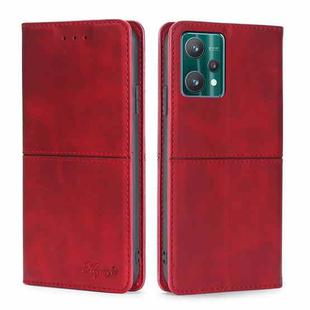 For OPPO Realme 9 Pro Cow Texture Magnetic Horizontal Flip Leather Phone Case(Red)